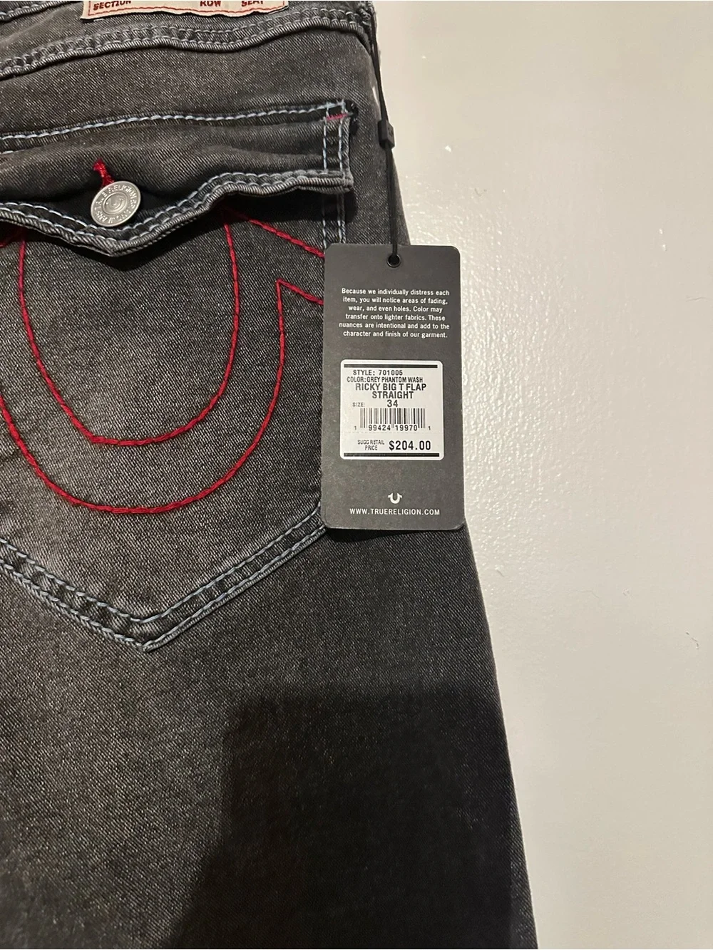 True Religion Ricky big t flap straight Jean
